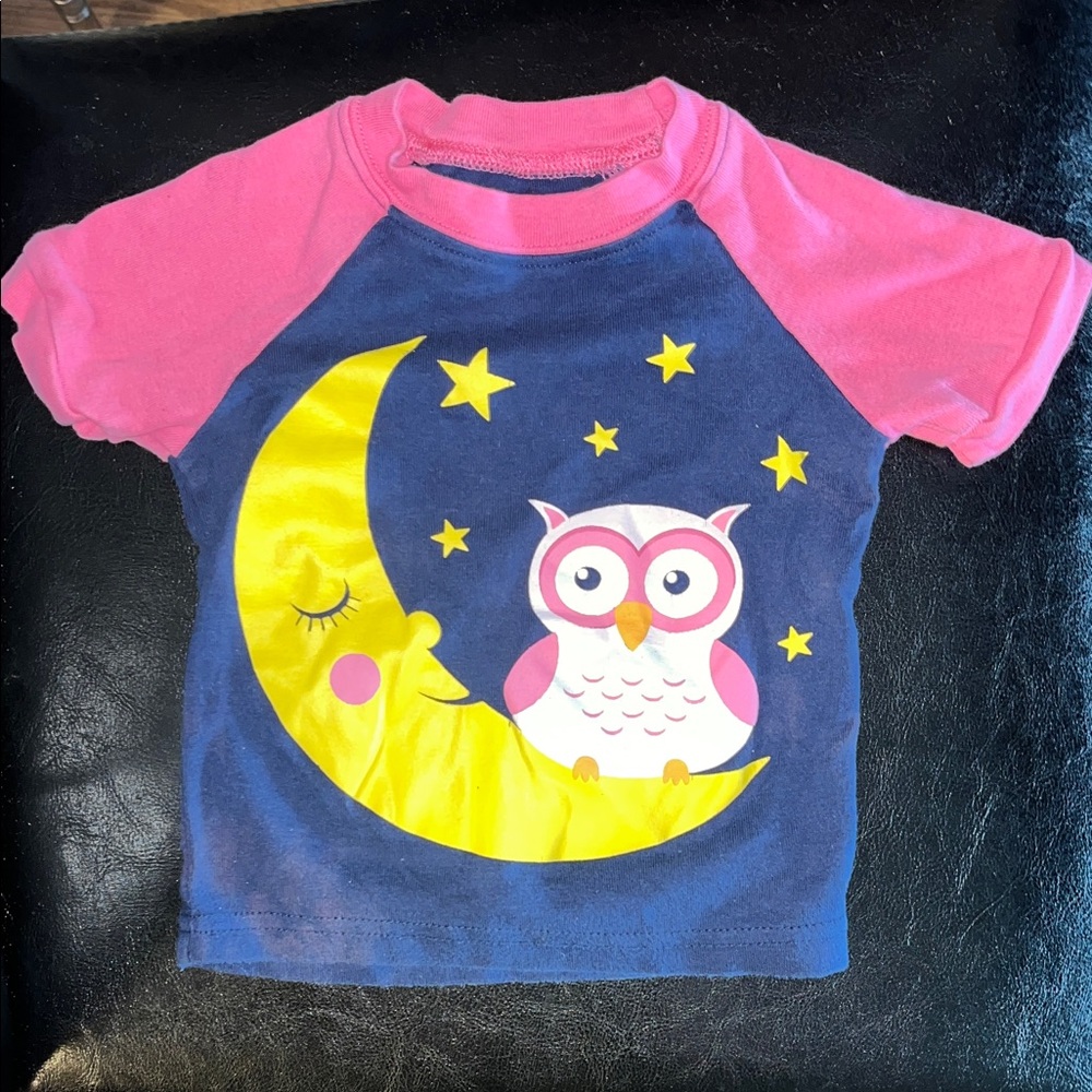 Girls Navy & Pink Owl Moon Graphic Tee